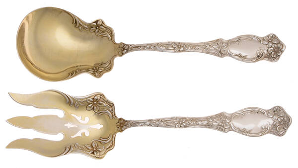 Violet (Slvp, 1905, SL & GH Rogers, No Monograms) (2 Pc) Solid Salad Set