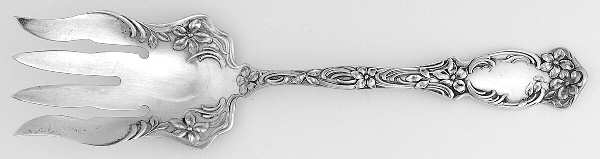 Violet (Slvp, 1905, SL & GH Rogers, No Monograms) Large Solid Fish Serving Fork