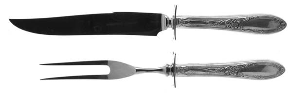 Virginian (Sterling, 1942, No Monograms) Small Steak 2-Piece Carving Set w/Stainless Blade