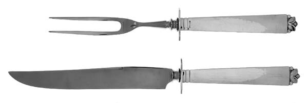 Oak Leaf (Sterling, 1939, No Signature Marks) 2 Piece Small Carving Set W/ Sterling Guard
