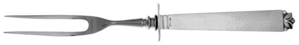 Oak Leaf (Sterling, 1939, No Signature Marks) Small Carving Fork Stainless Prong W/Sterling Guar