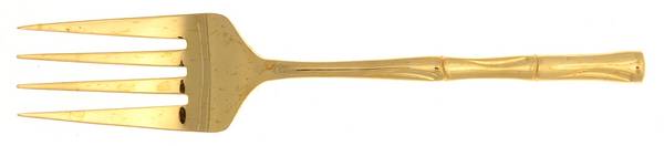Golden Bamboo (Gold Electroplate) Large Solid Cold Meat Serving Fork