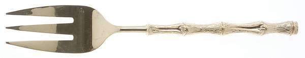 Gold Jade (Gold Electroplate) Large Solid Cold Meat Serving Fork