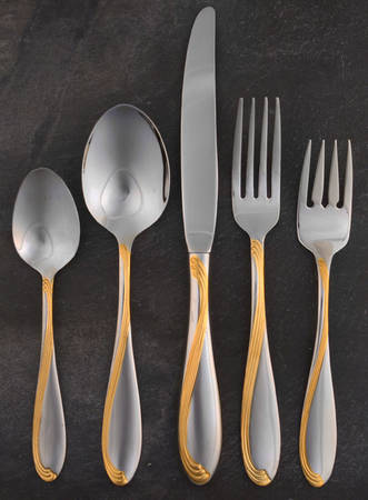 Golden Camber (Stainless, Gold Accent) 5 Piece Place Setting