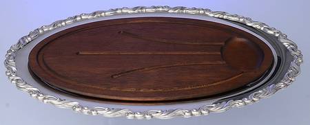 Sea Crest (Silverplate, Hollowware) 18" Oval Platter & Wood (Cutting Board) Insert