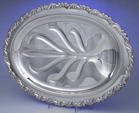 Sea Crest (Silverplate, Hollowware) 18" 4 Toed Meat Platter with Well