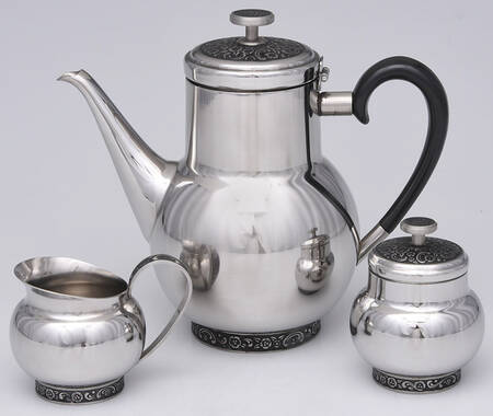 Mediterranea (Stainless, Hollowware) 3pc Coffee Set (Cp, Cr, Su)