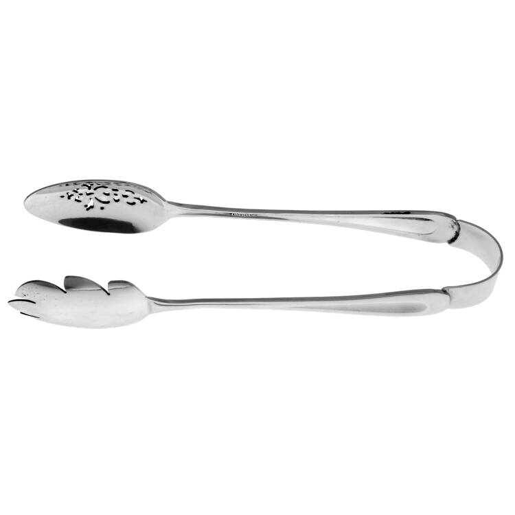 Satin Sand Dune (Stnl, Wide Frost Indent Center) Ice Serving Tongs Small HC
