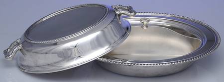 Fiesta (Silverplate, Hollowware) Plated Divided Double Vegetable Bowl