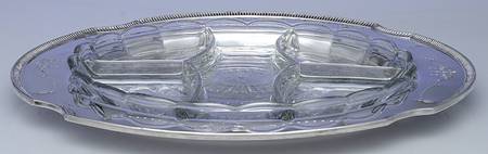 Grosvenor (Silverplate, Hollowware) 5 Part Relish with Glass Liner(S)