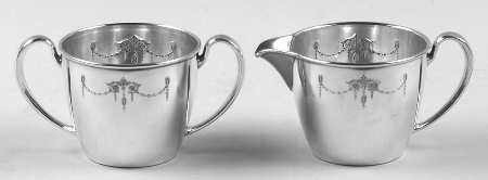 Grosvenor (Silverplate, Hollowware) Plated Mini Creamer and Open Sugar
