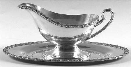 Queen Bess II (Silverplate, Hollowware) Plated Gravy Boat & Underplate