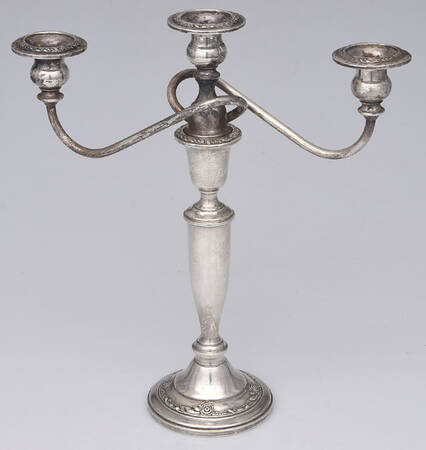 Damask Rose (Sterling, 1946, Hollowware) Weighted 3 Light Candelabra