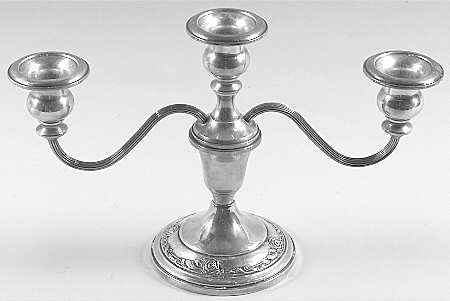 Damask Rose (Sterling, 1946, Hollowware) Weighted 3 Light Candelabra