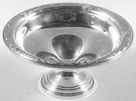 Damask Rose (Sterling, 1946, Hollowware) Weighted Round Compote (Height X Width)