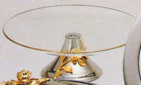 Golden Damask Rose (Stainless, Gold Accent, Hl Crystal 12"D Pedestal Cake Stand W/Stainless Base