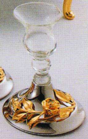 Golden Damask Rose (Stainless, Gold Accent, Hl 4" Stainless & Crystal Candlestick