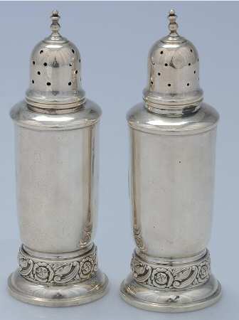 Silver Rose (Sterling, 1956, Hollowware) Salt and Pepper Set