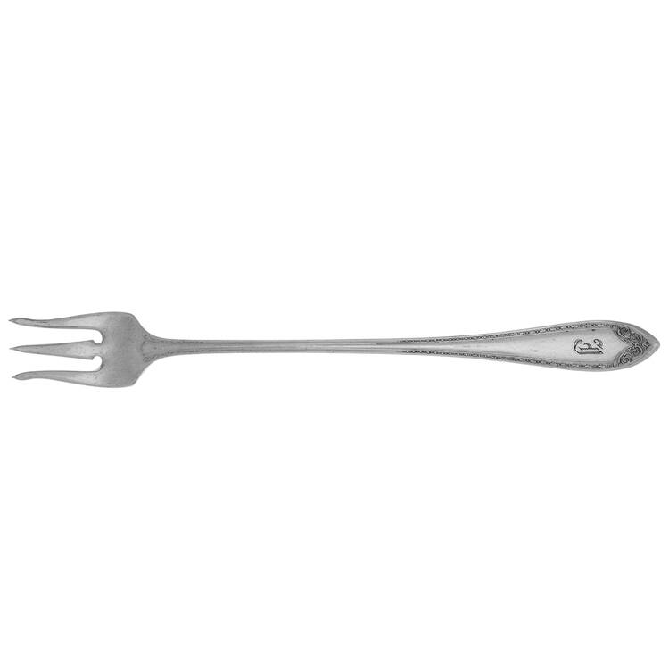 Sheraton (Silverplate, 1910, Monograms) Short Handle Pickle/Olive Fork