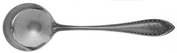 Sheraton (Silverplate, 1910, Monograms) Round Bowl Soup Spoon (Cream Soup)