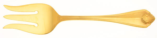 King James (Gold Electroplate) Medium Solid Cold Meat Serving Fork