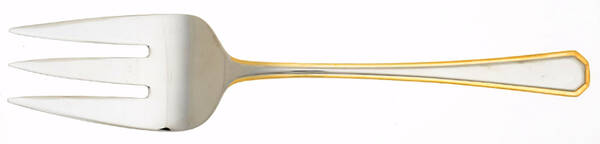 Golden Katherine (Stainless, Gold Accent) Medium Solid Cold Meat Serving Fork