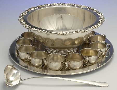 Countess (Silverplate, Hollowware) Punch Set (Bowl,Tray,Ladle & 12 Cups)