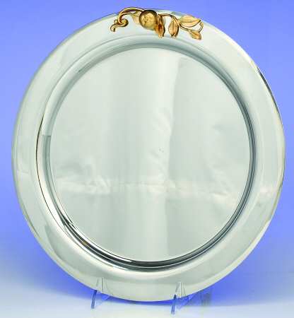 Apples & Twigs (Stainless, Hollowware, Gold Acct) 12" Round Tray