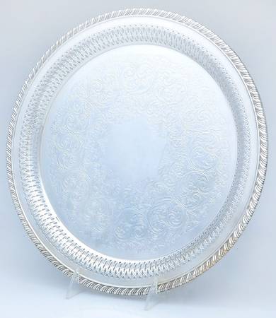 Silverplate Hollowware 12" Pierced Round Tray