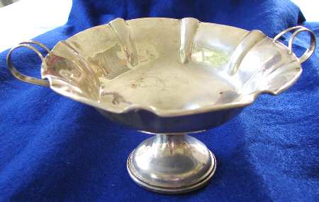 872 (Sterling, Hollowware) Handled Round Compote (Height X Width)
