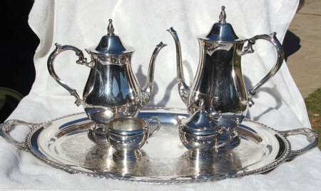 OHS372 (Silverplate, Hollowware) (4 Piece) Silverplate Tea Set