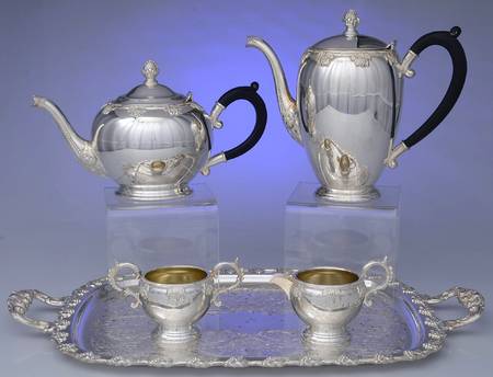 6277 (Silverplate, Hollowware) 4-Piece Tea Set (with Tray)