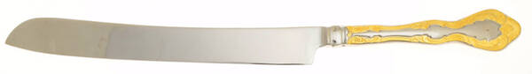 Golden Mandolina (Gold Accent) Wedding Cake Knife with Stainless Blade HC