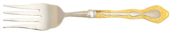 Golden Mandolina (Gold Accent) Cold Meat Fork Large, Stainless Tines HC