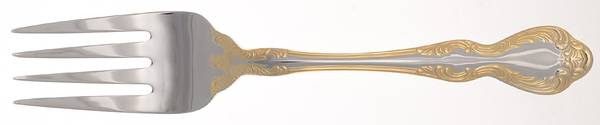 Golden Mandolina (Gold Accent) Medium Solid Cold Meat Serving Fork