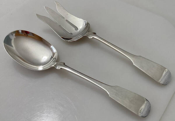 Fiddle (Sterling, 1800) Solid Oversized Serving Salad Set