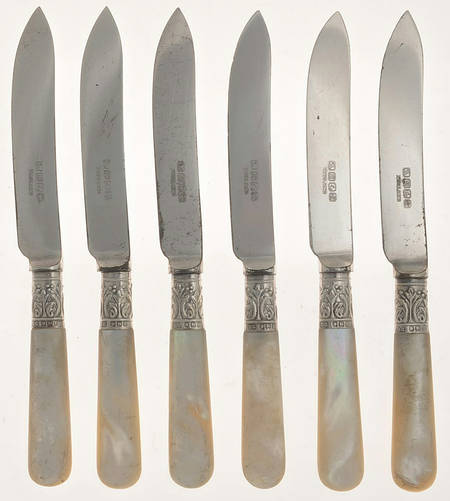 Flatware (Sterling Bolster) (Set of 6) Pearl Handle Individual Fruit Knives
