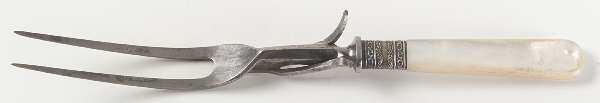Flatware (Sterling Bolster) Pearl Handle Small Steak Carving Fork,Stnls Prongs