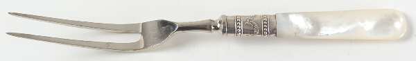 Flatware (Sterling Bolster) Pearl Handle Small Steak Carving Fork,Stnls Prongs