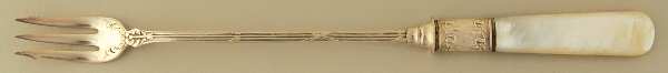 Flatware (Sterling Bolster) Long Pearl Handle Pickle Olive Fork