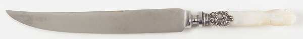 Flatware (Sterling Bolster) Pearl Handle Small Steak Carving Knife,Stnls Prong