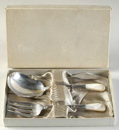 Flatware (Sterling Bolster) 2 Pc Pearl Handle Serving Set & Box (CMFMP&BCASPP)