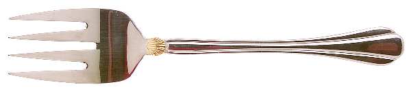Golden Artesia (Stainless, Gold Accent) Medium Solid Cold Meat Serving Fork