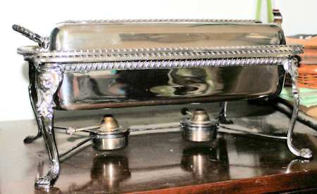 Georgian (Silverplate, Hollowware) Chafing Dish W/Lid, Liner, Stand & Burner