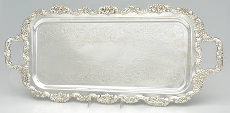 Lancaster Rose (Silverplate, Hollowware) 20" 4-Toed Rectangular Handled Tray