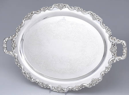 Lancaster Rose (Silverplate, Hollowware) Large Silverplate Waiter Tray