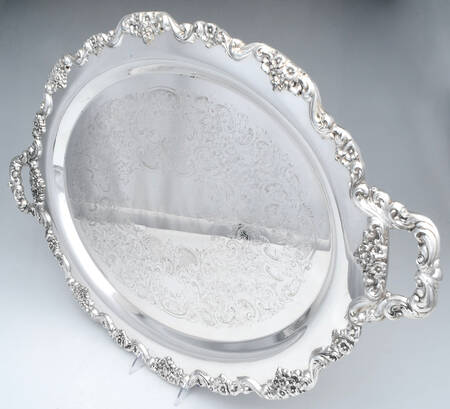 Lancaster Rose (Silverplate, Hollowware) Large Footed Waiter Tray