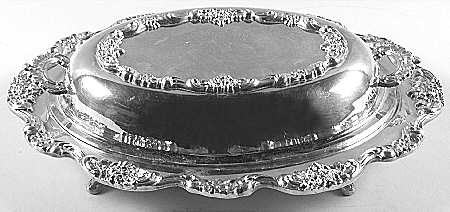 Lancaster Rose (Silverplate, Hollowware) Footed Double Vegetable Bowl