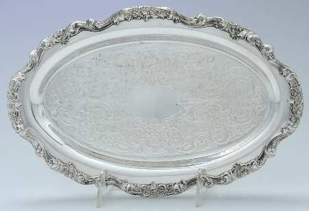 Lancaster Rose (Silverplate, Hollowware) Silverplate Tray (for Creamer and Sugar Set)