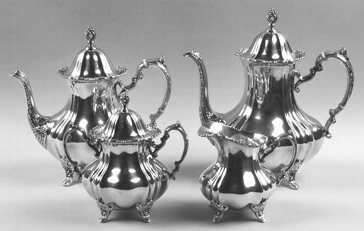 Lancaster Rose (Sterling, Hollowware) 4 Piece Tea Set (SCP, STP, SCR, SSU)